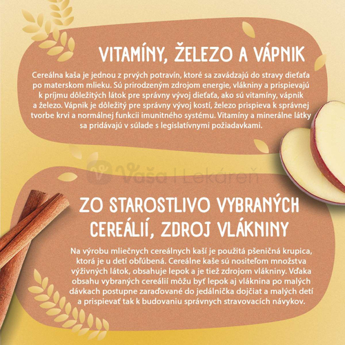 Sunar Mliečna kaša krupicová Na dobrú noc Škorica, jablko (od ukončeného 6. mesiaca)