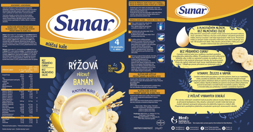 Sunar Mliečna kaša ryžová Na dobrú noc Banánová (od ukončeného 4. mesiaca)