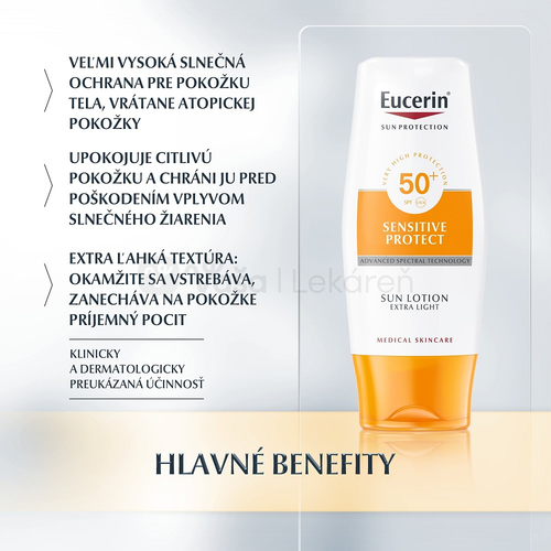 Eucerin Sun Sensitive Protect Mlieko na opaľovanie na citlivú a atopickú pokožku SPF50+