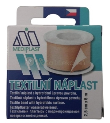 Mediplast Textilná náplasť na cievke s krytom (2,5 cm x 5 m)