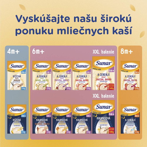 Sunar Mliečna kaša ryžová Na dobrú noc Banánová (od ukončeného 4. mesiaca)