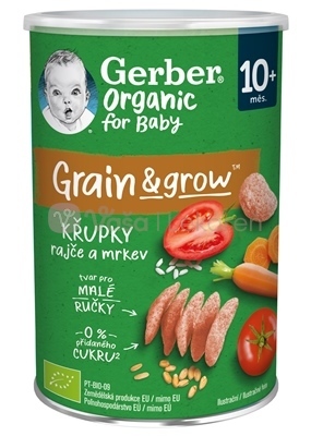 Gerber Organic Chrumky Pšenično-ovsené s rajčinami a mrkvou (od ukonč. 10. mesiaca)