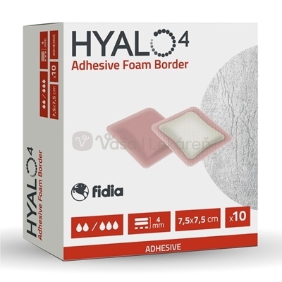 Hyalo4 Adhesive Foam Border Silikónové adhezívne penové krytie s okrajmi (7,5 x 7,5 cm)