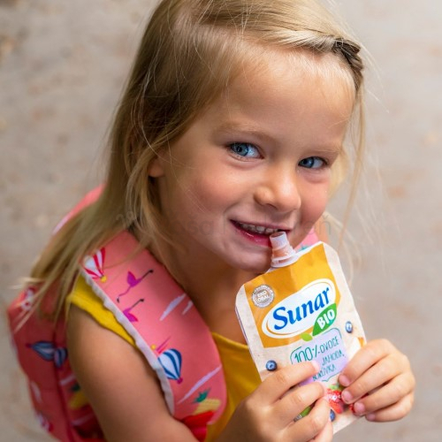 Sunar BIO Ovocná kapsička Hruška, malina (od ukončeného 4.mesiaca)