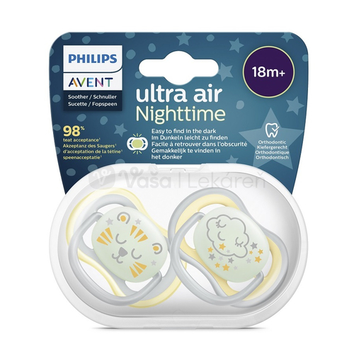 AVENT Ultra air Neutral Nočný silikónový cumlík na utišovanie (18+ mesiacov)