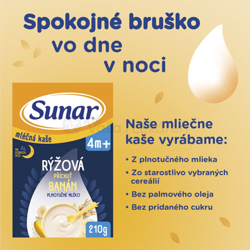 Sunar Mliečna kaša ryžová Na dobrú noc Banánová (od ukončeného 4. mesiaca)