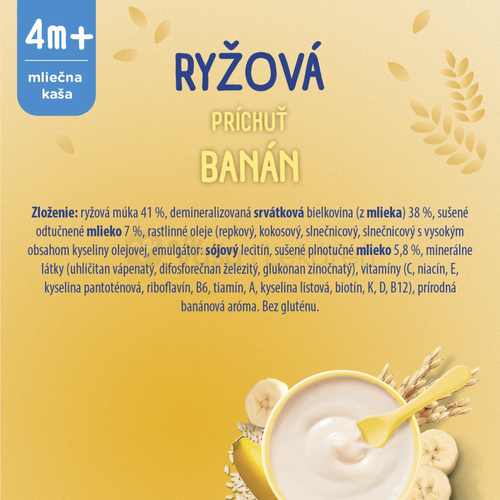 Sunar Mliečna kaša ryžová Na dobrú noc Banánová (od ukončeného 4. mesiaca)