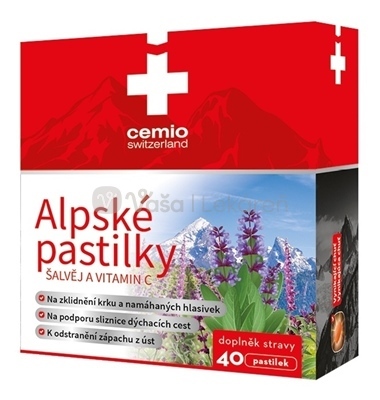 Cemio Alpské pastilky Šalvia a vitamín C