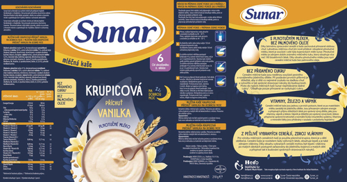 Sunar Mliečna kaša krupicová Na dobrú noc Vanilková (od ukončeného 6. mesiaca)