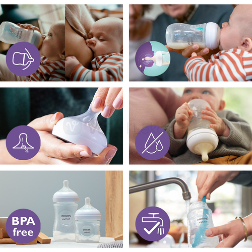 AVENT Natural Response Priehľadná fľaša s cumlíkom s ventilom AirFree (1+ mesiac)
