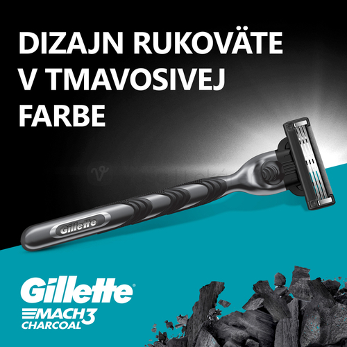 Gillette Mach3 Charcoal Pánske náhradné holiace hlavice