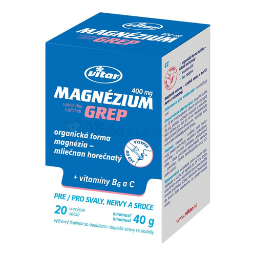 Vitar Magnézium 400 mg + vitamíny B6 a C