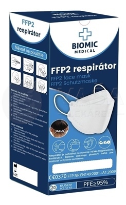 Biomic Medical FFP2 Respirátor, 3-panelový (biely)