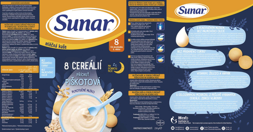 Sunar Mliečna kaša 8 cereálií Na dobrú noc Piškótová (od ukončeného 8. mesiaca)