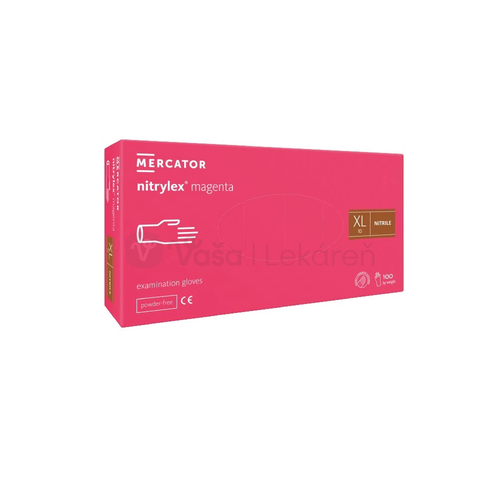 Mercator Rukavice nesterilné, nitrilové, nepúdrované, veľkosť XL (magenta)