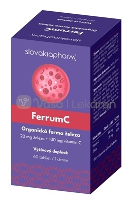 Slovakiapharm FerrumC (železo 20 mg + vitamín C 100 mg)