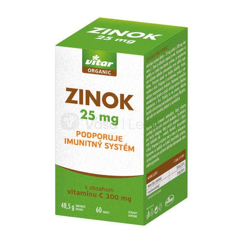 Vitar Organic Zinok 25 mg + Vitamín C 300 mg