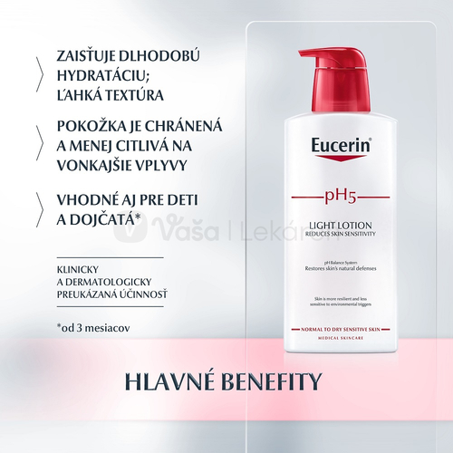 Eucerin pH5 Telové mlieko s ľahkou textúru na citlivú pokožku