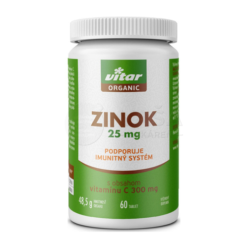 Vitar Organic Zinok 25 mg + Vitamín C 300 mg