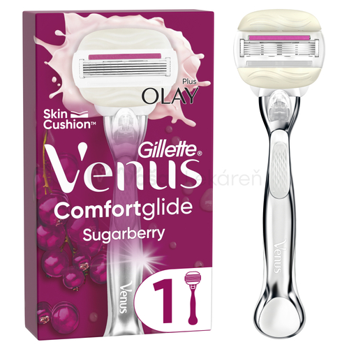 Gillette Venus Comfortglide Sugarberry Platinum Dámsky holiaci strojček + náhradná hlavica
