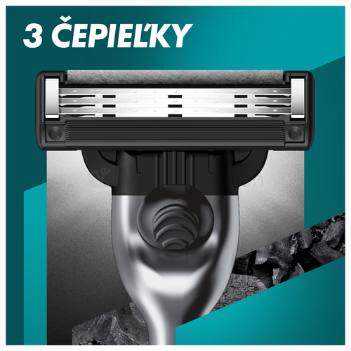 Gillette Mach3 Charcoal Pánsky holiaci strojček s náhradnými hlavicami