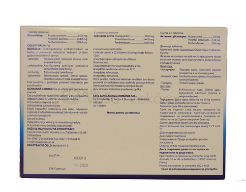 Cestal Plus 50 mg/144 mg Tablety na odčervenie psov