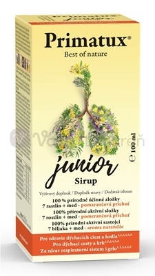 Primatux Junior Sirup na hrdlo a dýchacie cesty