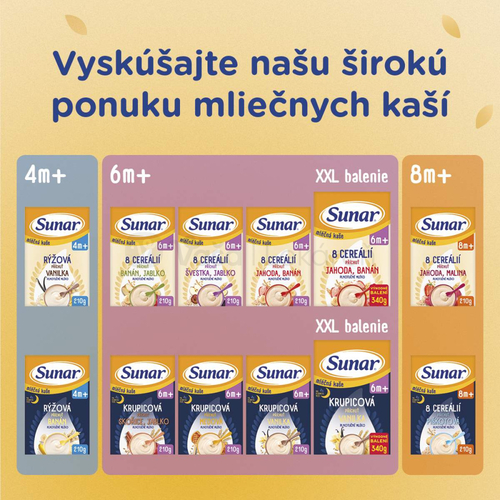 Sunar Mliečna kaša krupicová Na dobrú noc Vanilková (od ukončeného 6. mesiaca)