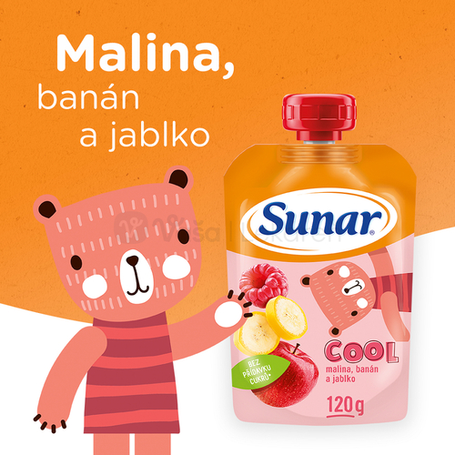 Sunar Cool Ovocná kapsička Malina, banán, jablko (od ukončeného 12. mesiaca)