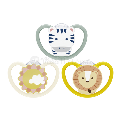 NUK Space Silikónový cumlík v boxe (6-18 mesiacov), rôzne vzory