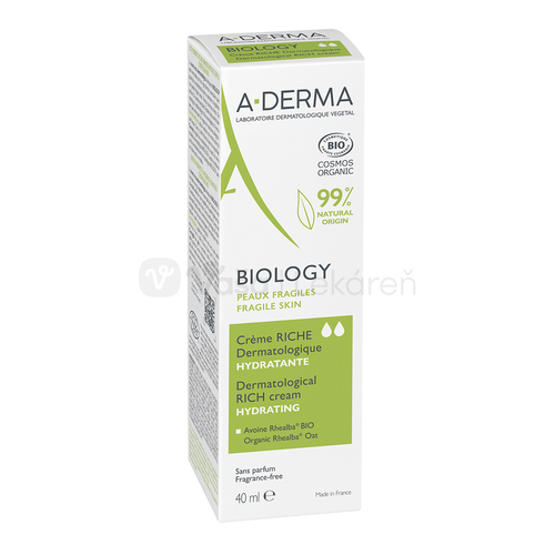 A-DERMA Biology Výživný 24H hydratačný krém na suchú pleť