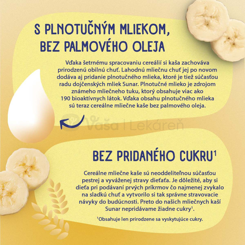 Sunar Mliečna kaša ryžová Na dobrú noc Banánová (od ukončeného 4. mesiaca)
