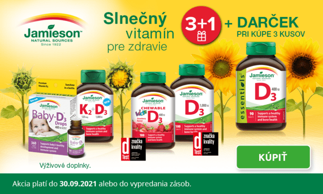 Jamieson 3ks + vitamín D zdarma!