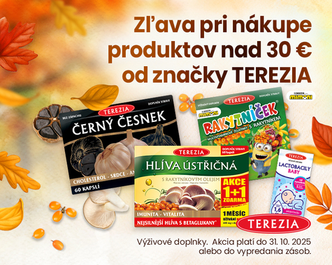 Zľava -20% na výživové doplnky Terezia pri nákupe nad 30€