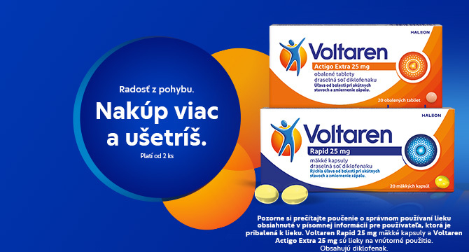 Úľava od bolesti výhodnejšie! Získajte -25 % zľavu pri kúpe 2 balení Voltarenu