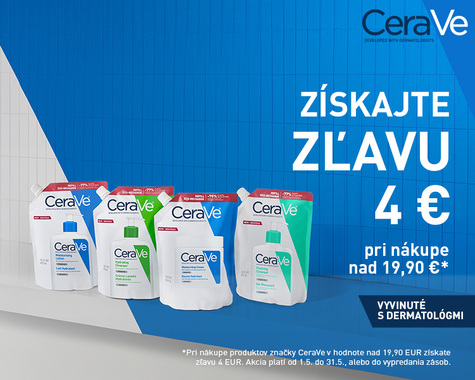 CeraVe - zľava 4€ pri nákupe nad 19,90€