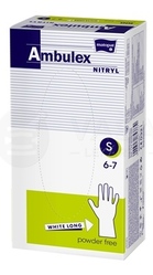 Ambulex Rukavice nitrylové, dlhé, nesterilné, nepúdrované, veľ. S (biele)