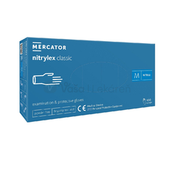 Mercator Rukavice nesterilné, nitrilové, nepúdrované, veľkosť M (modré)