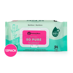 Petite&Mars So Pure Vlhčené bambusové bioodbúrateľné obrúsky (12 pack)