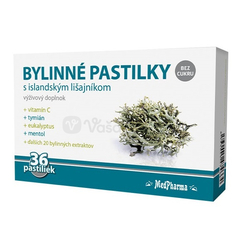 MedPharma Bylinné pastilky bez cukru s islandským lišajníkom