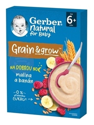 Gerber Natural Mliečna Kaša Pšenično-ovsená Malina a banán (od ukončeného 6. mesiaca)