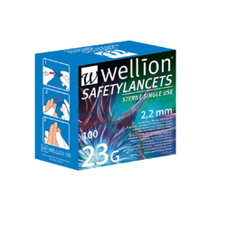 Wellion Safetylancets 23G Bezpečenostné lancety (hĺbka vpichu 2,2 mm)