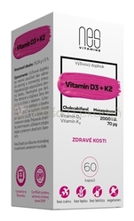 NesVitamins Vitamín D3 2000 IU + vitamín K2 70 mcg
