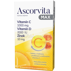 Ascorvita MAX (Vitamín C + Vitamín D + Zinok)