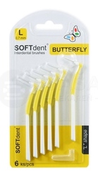 SOFTdent Butterfly Medzizubná kefka zahnutá L 0,7 mm (žltá)