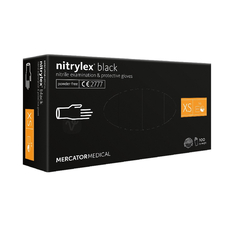 Mercator Rukavice nesterilné, nitrilové, nepúdrované, veľkosť XS (čierne)