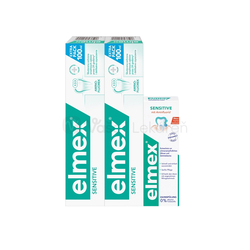 Elmex Sensitive Zubná pasta Duopack + ústna voda (Výhodný set)