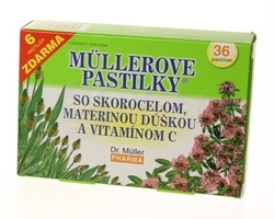 Müllerove pastilky so skorocelom, materinou dúškou a vitamínom C (pri kašli)