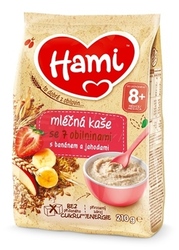 Hami Mliečna kaša so 7 obilninami s banánom a jahodami (od ukončeného 8. mesiaca)