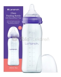 Lansinoh Sklenená fľaša s NaturalWave cumľom (stredný prietok MF)